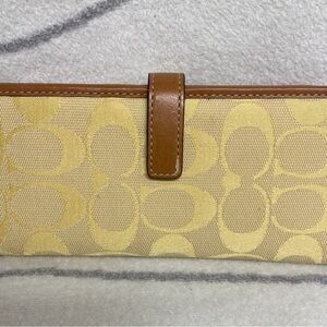 Coach Signature Sunshine Yellow and Leather Slim Card Wallet